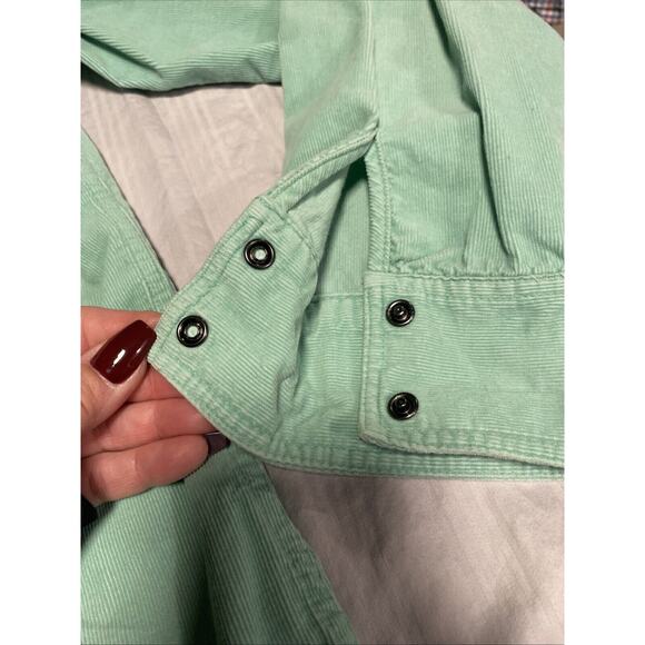 American Eagle Outfitters Shacket womens XL Corduroy Snap Up Mint Green Soft - Picture 6 of 16